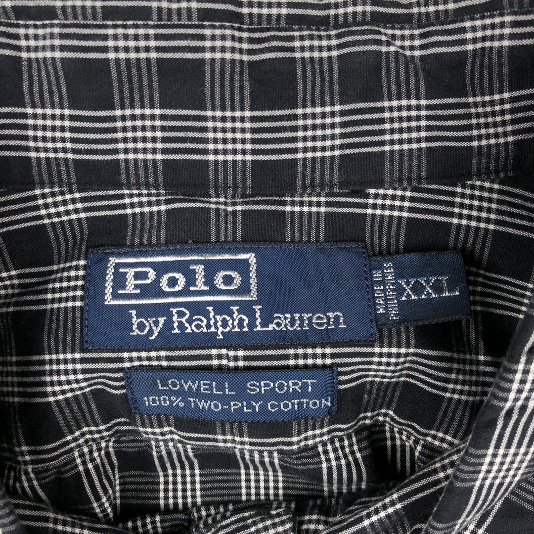 Ralph Lauren POLO by Ralph Lauren LOWELL SPORT Long-Sleeve Button-Down Check Shirt, Men's Size XXL (approx.) cotton black type Vintage Second Hand