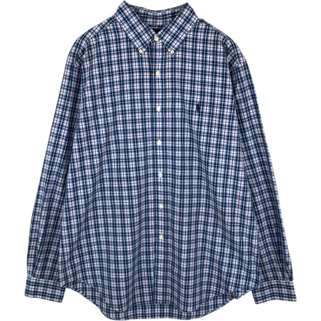 Ralph Lauren Classic Fit Long Sleeve Button Down Check Shirt, Men's Size L cotton blue type Vintage Second Hand
