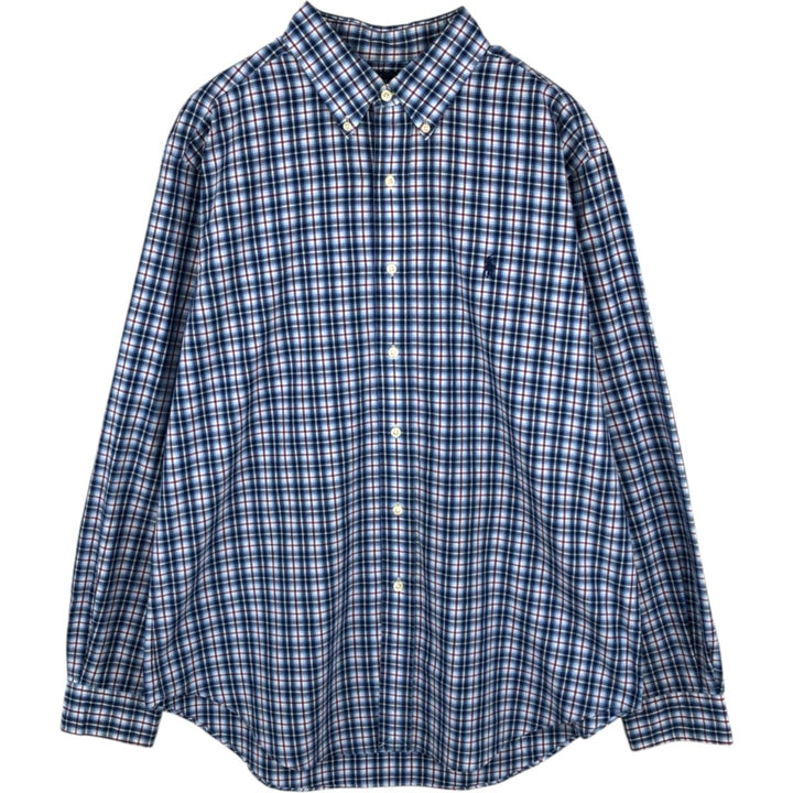 Ralph Lauren Classic Fit Long Sleeve Button Down Check Shirt, Men's Size L cotton blue type Vintage Second Hand