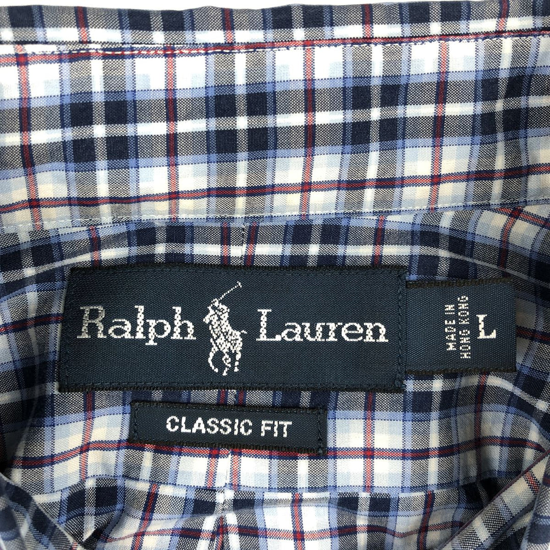 Ralph Lauren Classic Fit Long Sleeve Button Down Check Shirt, Men's Size L cotton blue type Vintage Second Hand
