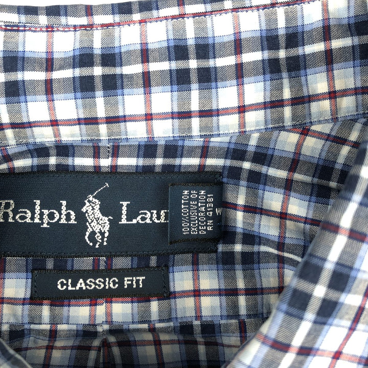Ralph Lauren Classic Fit Long Sleeve Button Down Check Shirt, Men's Size L cotton blue type Vintage Second Hand