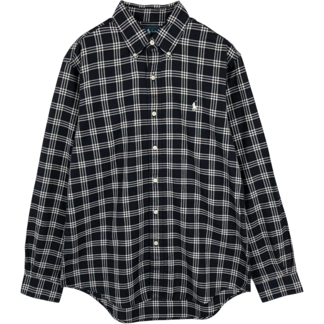 Ralph Lauren CUSTOM FIT long sleeve button down check shirt men's size M cotton black type Vintage Second Hand