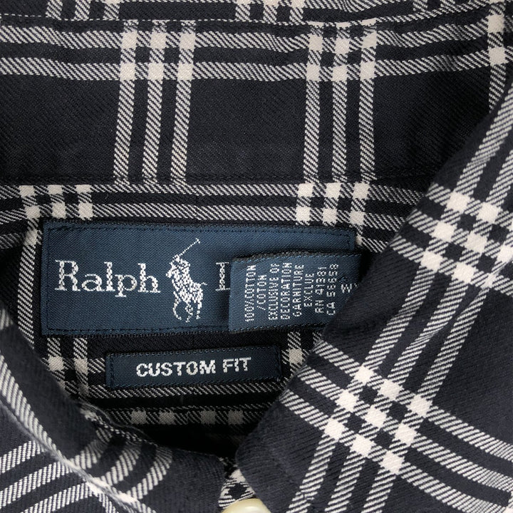 Ralph Lauren CUSTOM FIT long sleeve button down check shirt men's size M cotton black type Vintage Second Hand