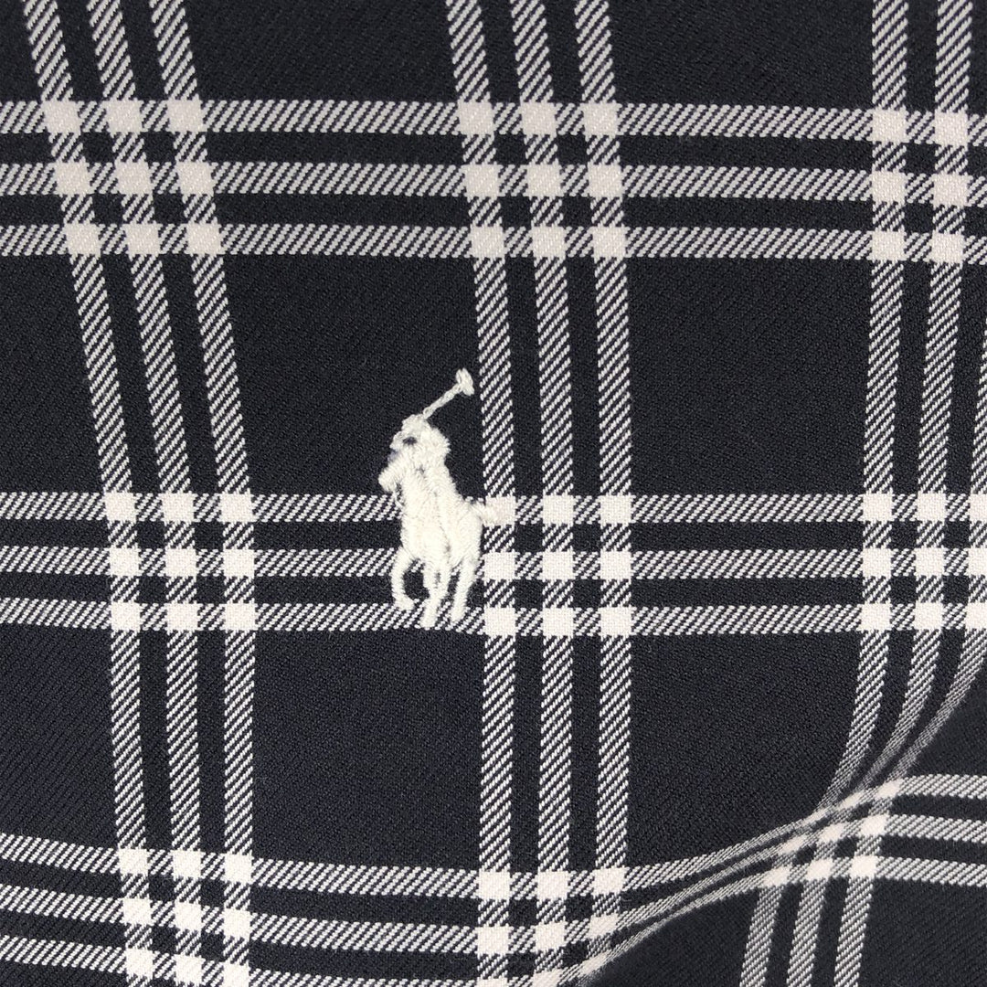 Ralph Lauren CUSTOM FIT long sleeve button down check shirt men's size M cotton black type Vintage Second Hand