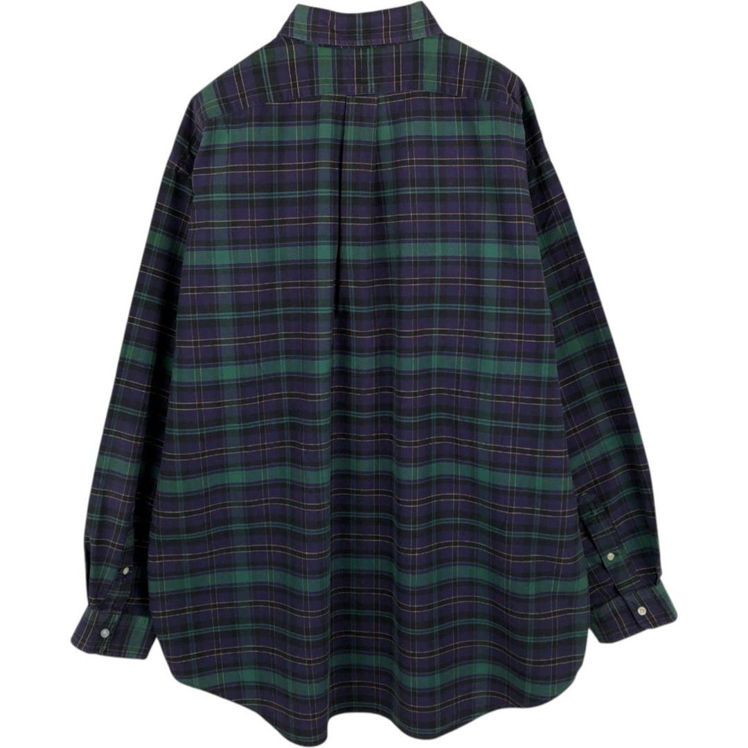 Ralph Lauren The Big Oxford Blackwatch Check Long-Sleeve Button-Down Check Shirt, Men's Size XL (approx.) cotton Green type dark green Vintage Second Hand
