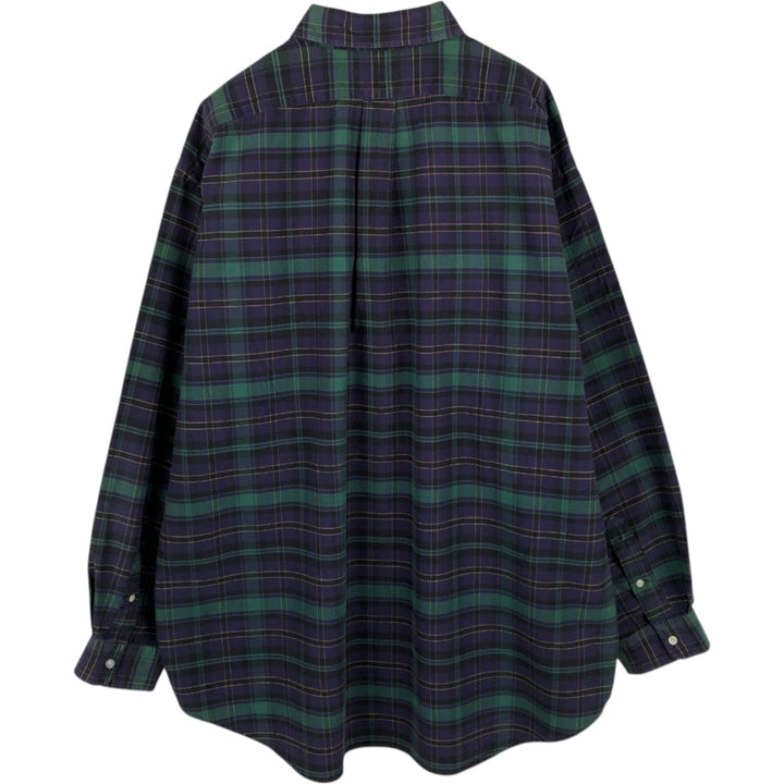 Ralph Lauren The Big Oxford Blackwatch Check Long-Sleeve Button-Down Check Shirt, Men's Size XL (approx.) cotton Green type dark green Vintage Second Hand