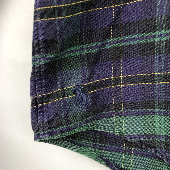 Ralph Lauren The Big Oxford Blackwatch Check Long-Sleeve Button-Down Check Shirt, Men's Size XL (approx.) cotton Green type dark green Vintage Second Hand