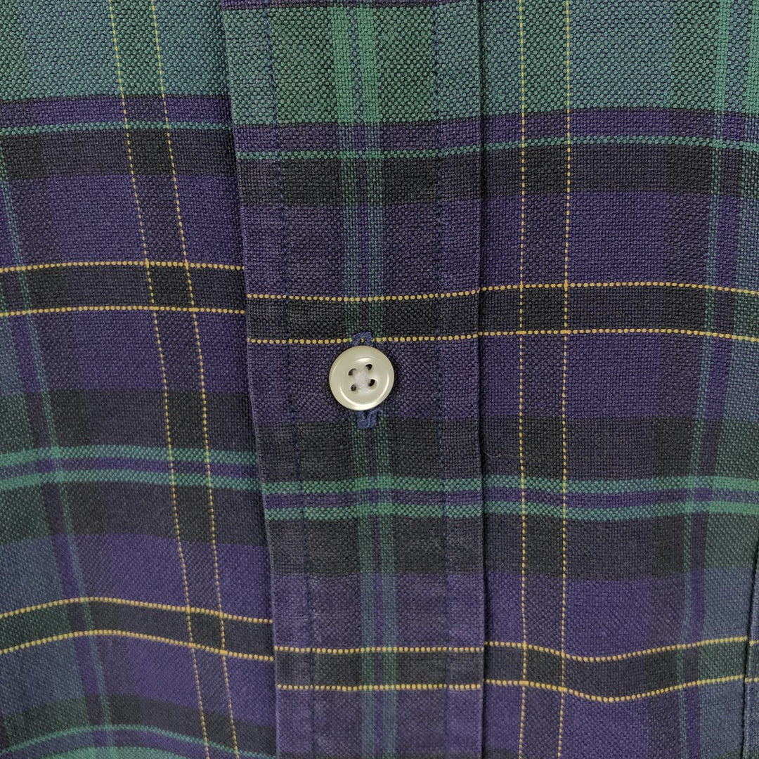 Ralph Lauren The Big Oxford Blackwatch Check Long-Sleeve Button-Down Check Shirt, Men's Size XL (approx.) cotton Green type dark green Vintage Second Hand