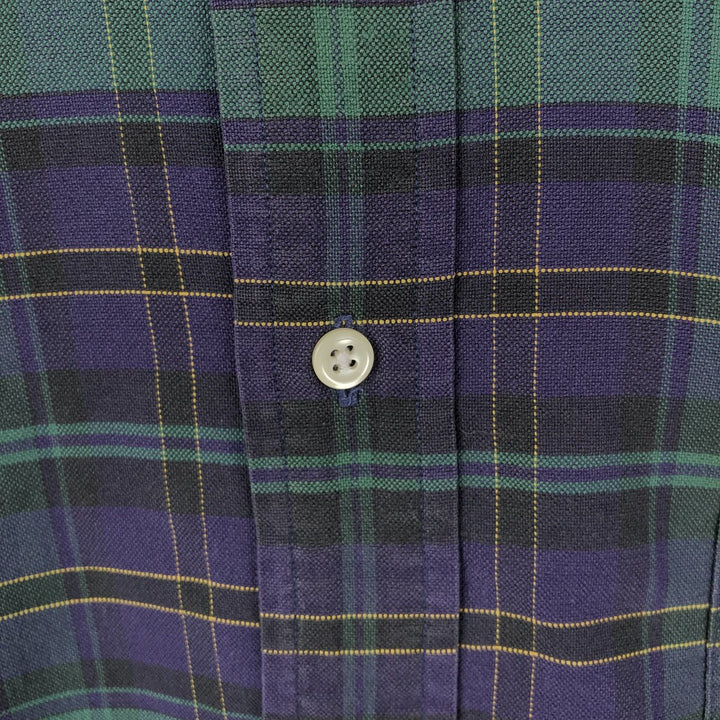 Ralph Lauren The Big Oxford Blackwatch Check Long-Sleeve Button-Down Check Shirt, Men's Size XL (approx.) cotton Green type dark green Vintage Second Hand
