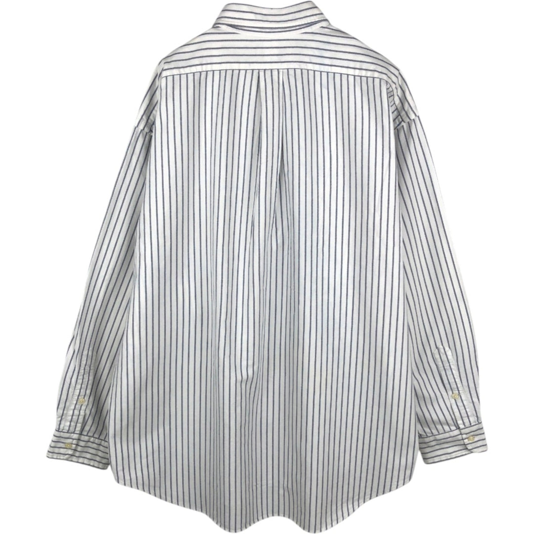 Ralph Lauren BIG SHIRT Long sleeve button-down striped shirt Men's XL size cotton white type Vintage Second Hand