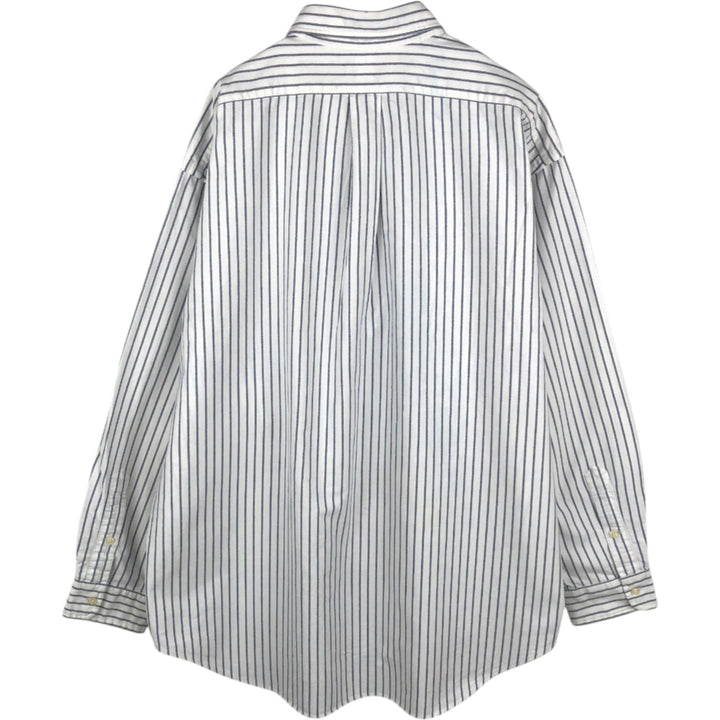 Ralph Lauren BIG SHIRT Long sleeve button-down striped shirt Men's XL size cotton white type Vintage Second Hand
