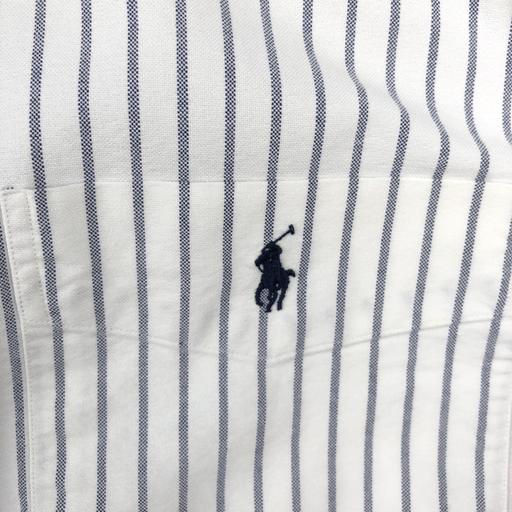 Ralph Lauren BIG SHIRT Long sleeve button-down striped shirt Men's XL size cotton white type Vintage Second Hand
