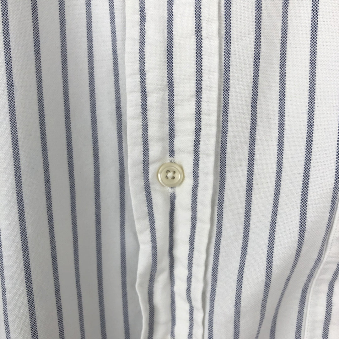 Ralph Lauren BIG SHIRT Long sleeve button-down striped shirt Men's XL size cotton white type Vintage Second Hand