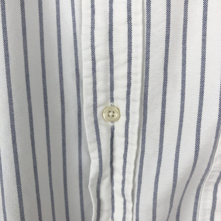 Ralph Lauren BIG SHIRT Long sleeve button-down striped shirt Men's XL size cotton white type Vintage Second Hand