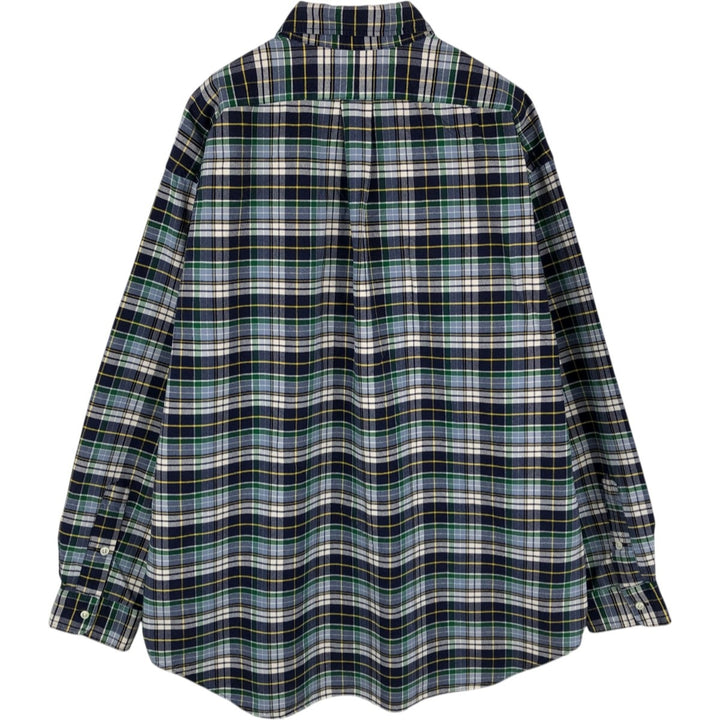 Ralph Lauren BIG SHIRT Long sleeve button-down check shirt Men's L size cotton navy blue type Vintage Second Hand