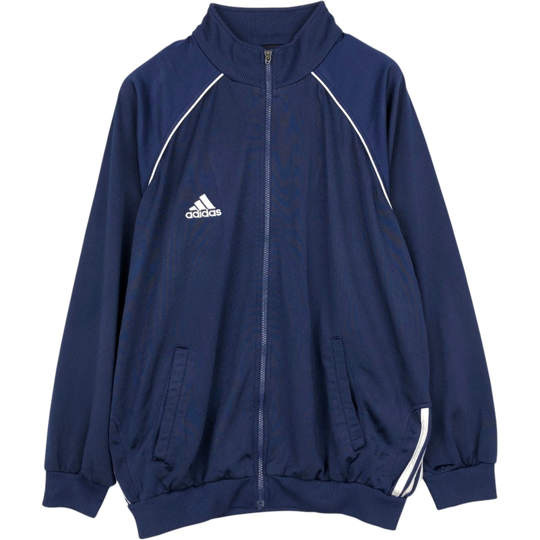 00'S adidas jersey track jacket, men's size L polyester navy blue type Vintage Second Hand