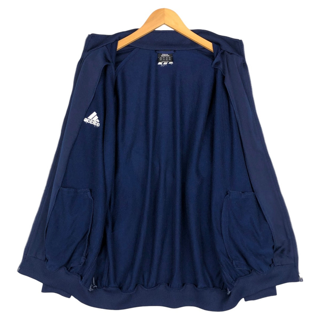 00'S adidas jersey track jacket, men's size L polyester navy blue type Vintage Second Hand