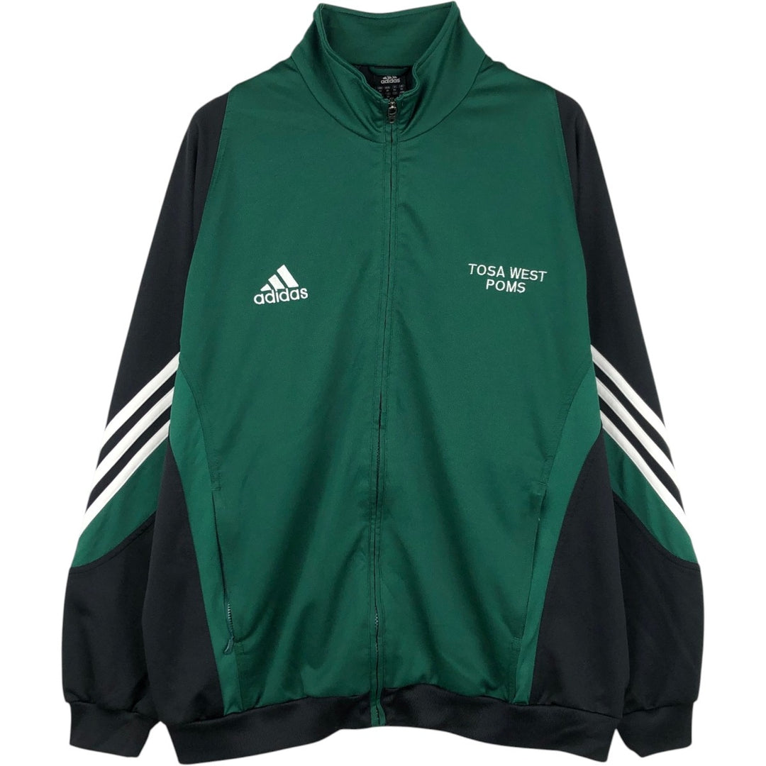 2000'S Adidas raglan sleeve track jacket, men's size XL (approx.) polyester Green type dark green Vintage Second Hand
