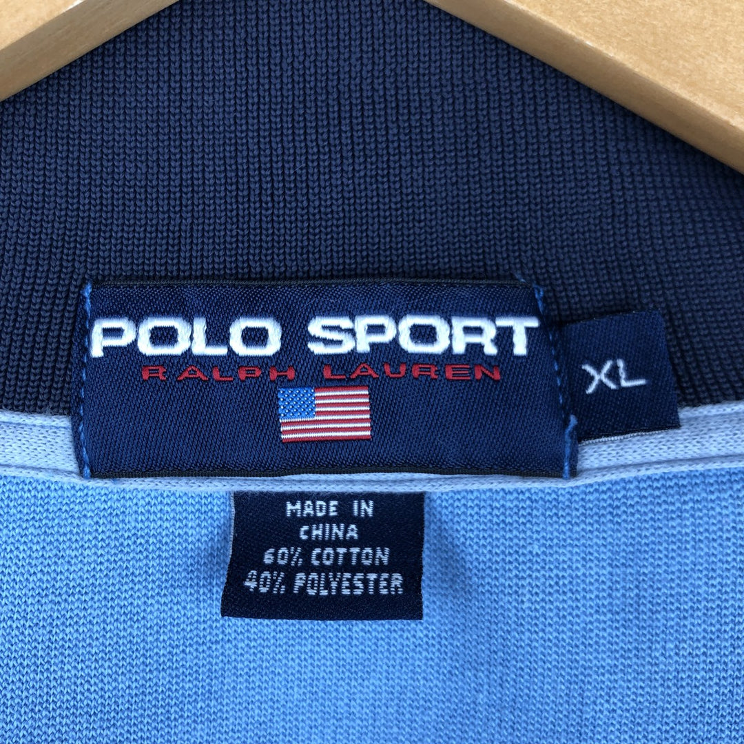 1990'S Ralph Lauren POLO SPORT Track Jacket, Men's Size XL (approx.), Vintage cotton Blue type light blue Vintage Second Hand