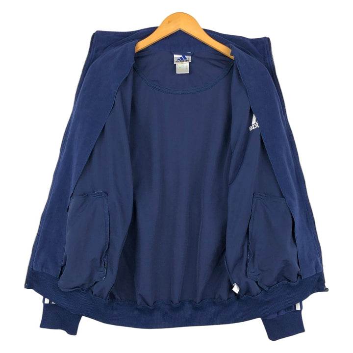 90'S Adidas Velour Jersey Track Jacket Men's M Size Vintage polyester navy blue type Vintage Second Hand