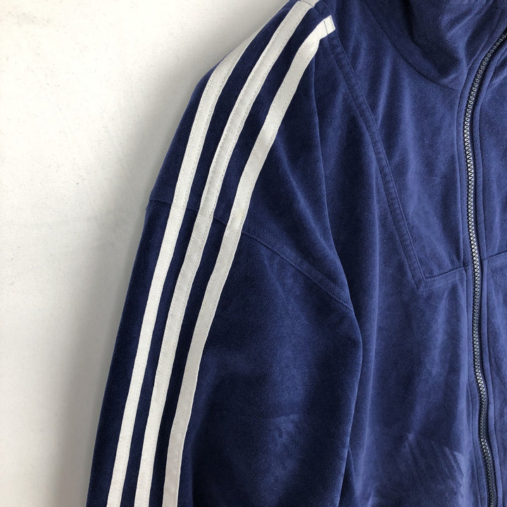 90'S Adidas Velour Jersey Track Jacket Men's M Size Vintage polyester navy blue type Vintage Second Hand