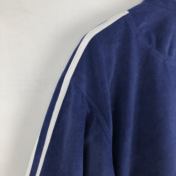 90'S Adidas Velour Jersey Track Jacket Men's M Size Vintage polyester navy blue type Vintage Second Hand