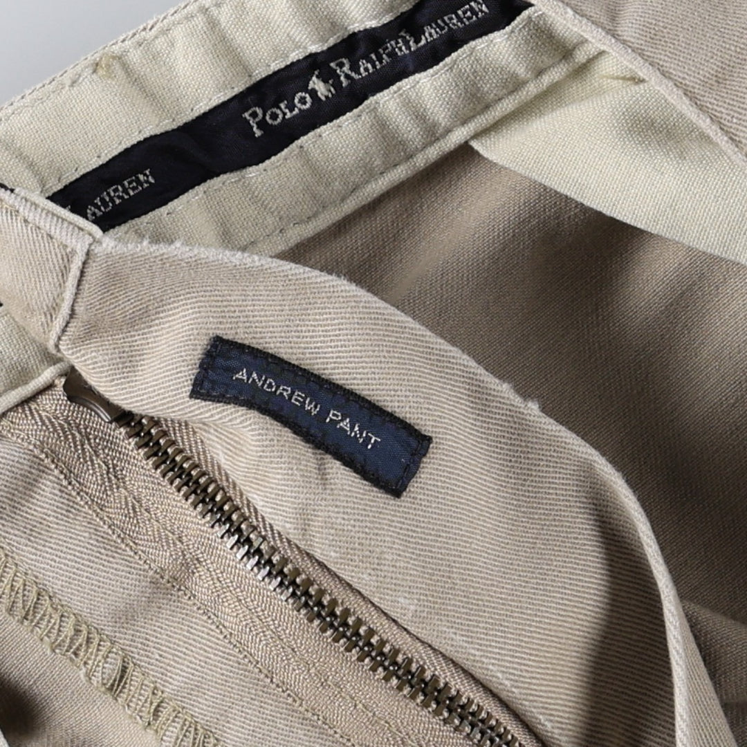 Ralph Lauren POLO RALPH LAUREN Chino Pants, Two-Pleat, Men's Size W34 (approx.) cotton Beige type Vintage Second Hand