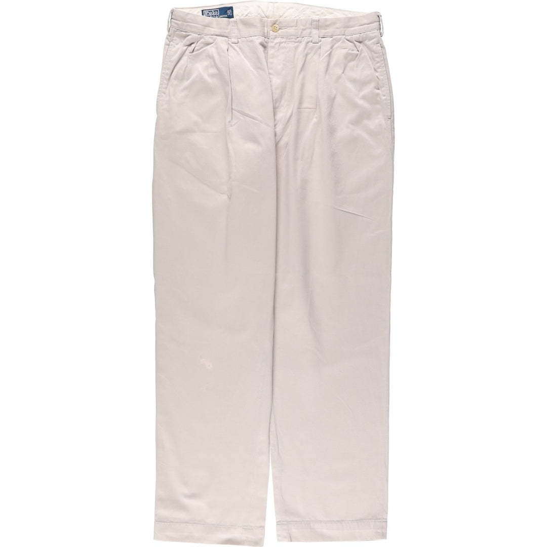 Ralph Lauren POLO by Ralph Lauren ANDREW PANT, two-pleat chino pants, men's, W35 equivalent cotton Beige type Vintage Second Hand