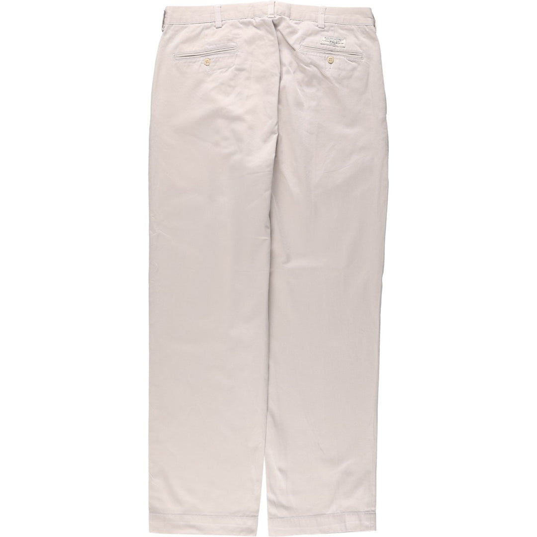 Ralph Lauren POLO by Ralph Lauren ANDREW PANT, two-pleat chino pants, men's, W35 equivalent cotton Beige type Vintage Second Hand