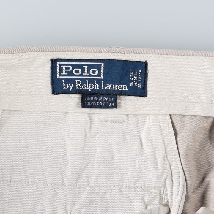 Ralph Lauren POLO by Ralph Lauren ANDREW PANT, two-pleat chino pants, men's, W35 equivalent cotton Beige type Vintage Second Hand