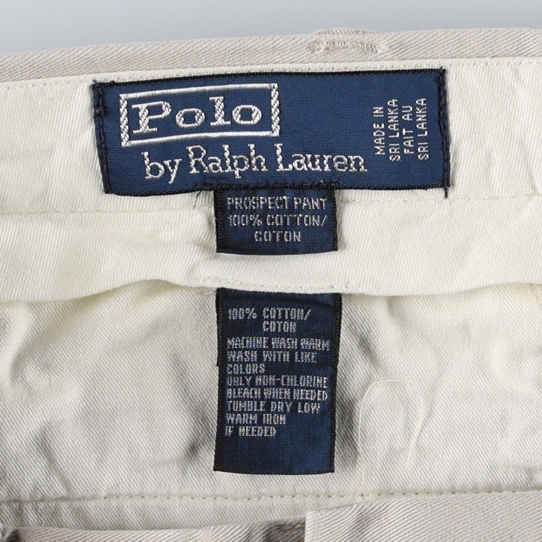 Ralph Lauren POLO by Ralph Lauren PROSPECT PANT Two-Pleat Chino Pants Men's W34 (approx.) cotton ivory Vintage Second Hand