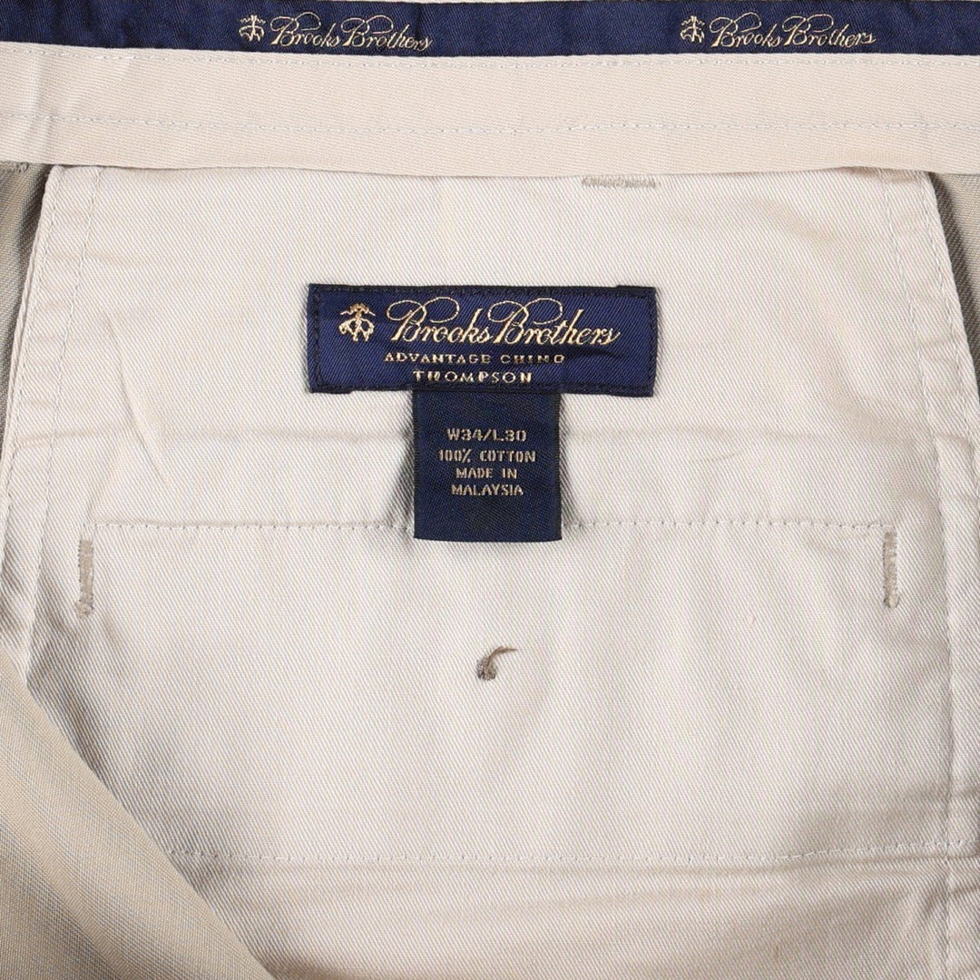 Brooks Brothers ADVANTAGE CHINO THOMPSON Two-Pleated Chino Pants, Men's, Size W34 cotton Beige type Vintage Second Hand
