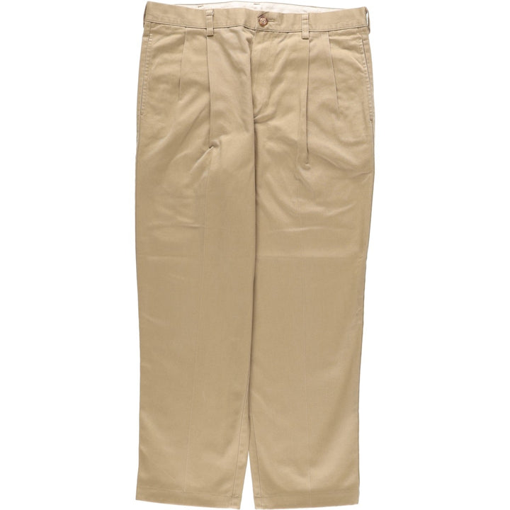 90s-00'S LLBean CLASSIC FIT Two-Pleat Chino Pants, Men's Size W34 (approx.), Vintage cotton Beige type Vintage Second Hand