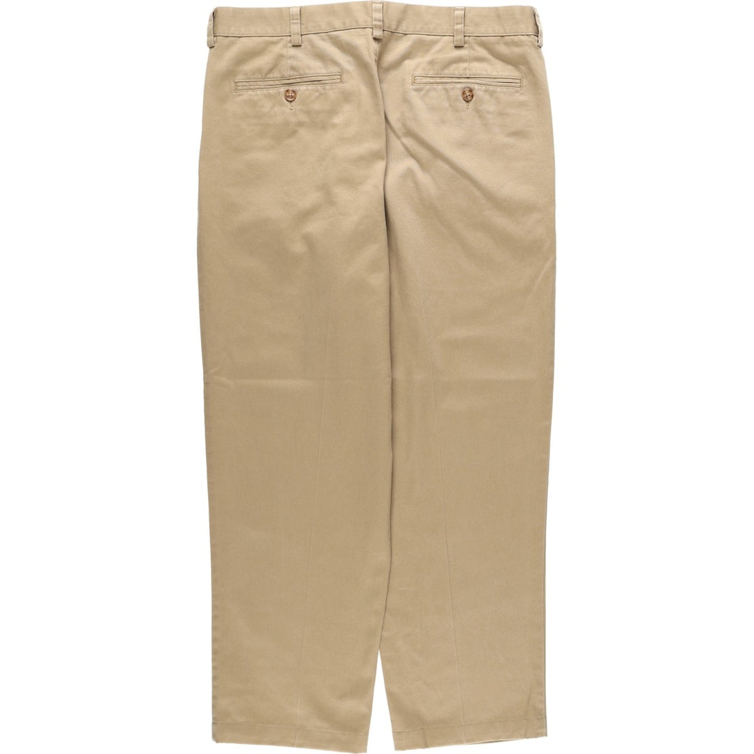 90s-00'S LLBean CLASSIC FIT Two-Pleat Chino Pants, Men's Size W34 (approx.), Vintage cotton Beige type Vintage Second Hand