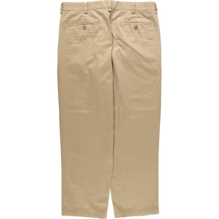 90s-00'S LLBean CLASSIC FIT Two-Pleat Chino Pants, Men's Size W34 (approx.), Vintage cotton Beige type Vintage Second Hand