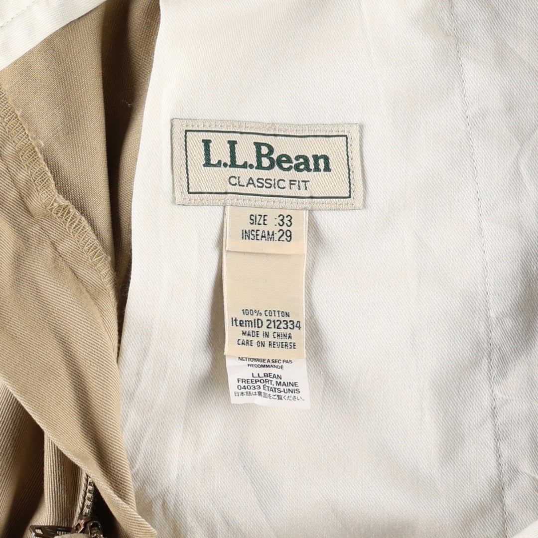 90s-00'S LLBean CLASSIC FIT Two-Pleat Chino Pants, Men's Size W34 (approx.), Vintage cotton Beige type Vintage Second Hand