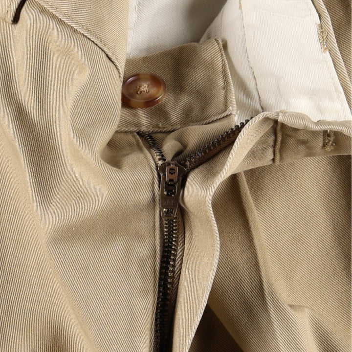 90s-00'S LLBean CLASSIC FIT Two-Pleat Chino Pants, Men's Size W34 (approx.), Vintage cotton Beige type Vintage Second Hand