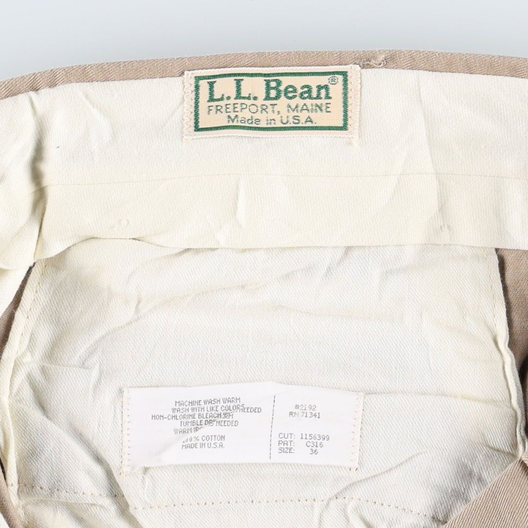 Vintage 70s-80'S LL Bean Chino Pants, Made in USA, Men's Size W36 (approx.) cotton Beige type Vintage Second Hand