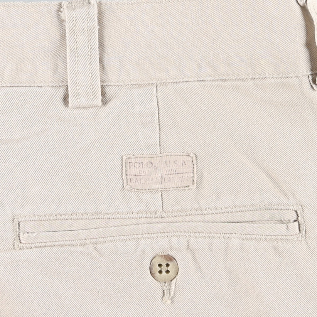 Ralph Lauren POLO by Ralph Lauren Chino Pants, Two-Pleat, Men's Size W39 (approx.) cotton ivory Vintage Second Hand
