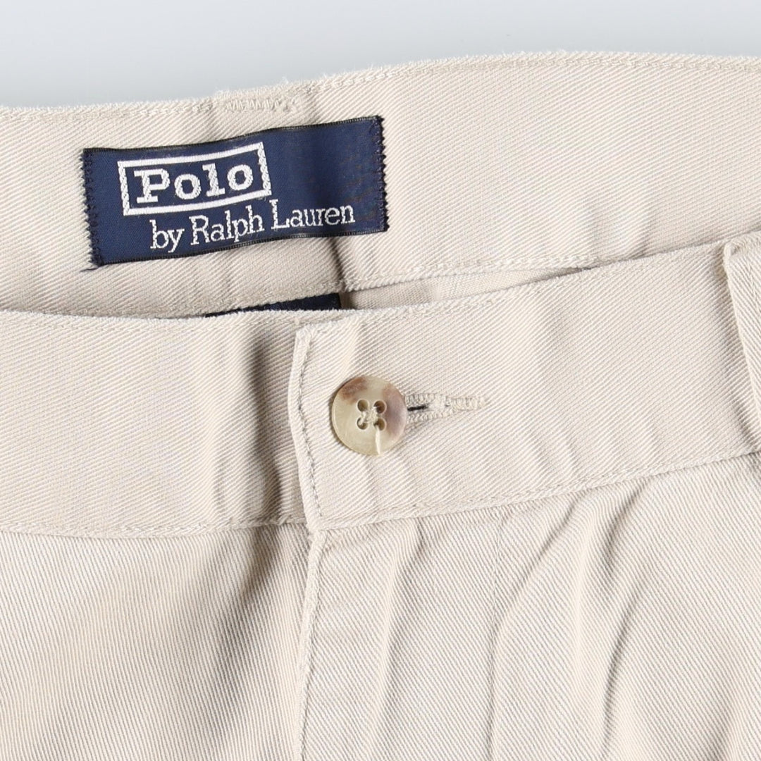 Ralph Lauren POLO by Ralph Lauren Chino Pants, Two-Pleat, Men's Size W39 (approx.) cotton ivory Vintage Second Hand