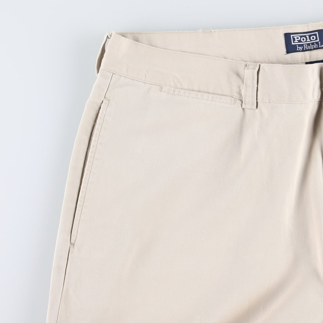Ralph Lauren POLO by Ralph Lauren Chino Pants, Two-Pleat, Men's Size W39 (approx.) cotton ivory Vintage Second Hand