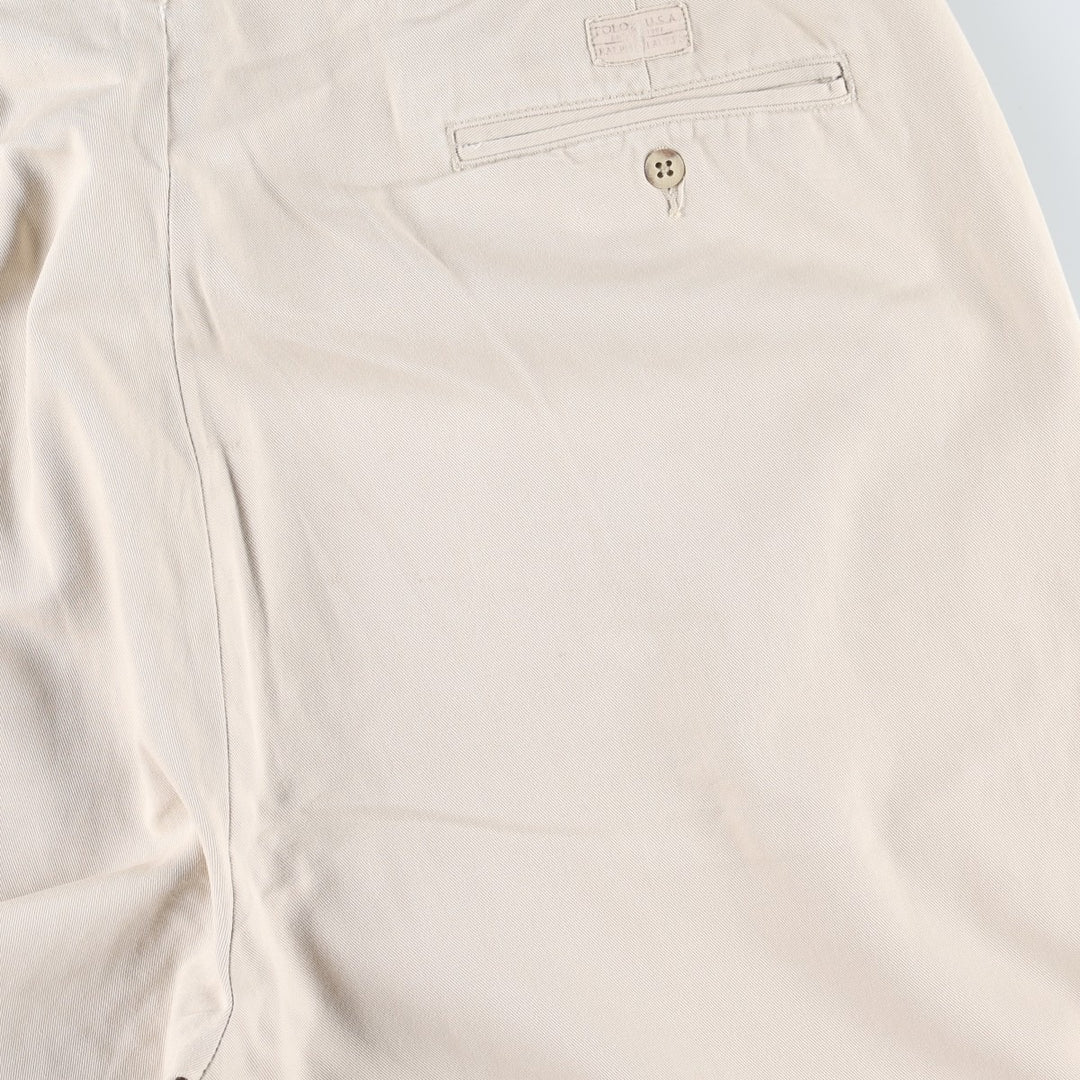 Ralph Lauren POLO by Ralph Lauren Chino Pants, Two-Pleat, Men's Size W39 (approx.) cotton ivory Vintage Second Hand