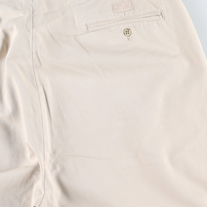 Ralph Lauren POLO by Ralph Lauren Chino Pants, Two-Pleat, Men's Size W39 (approx.) cotton ivory Vintage Second Hand
