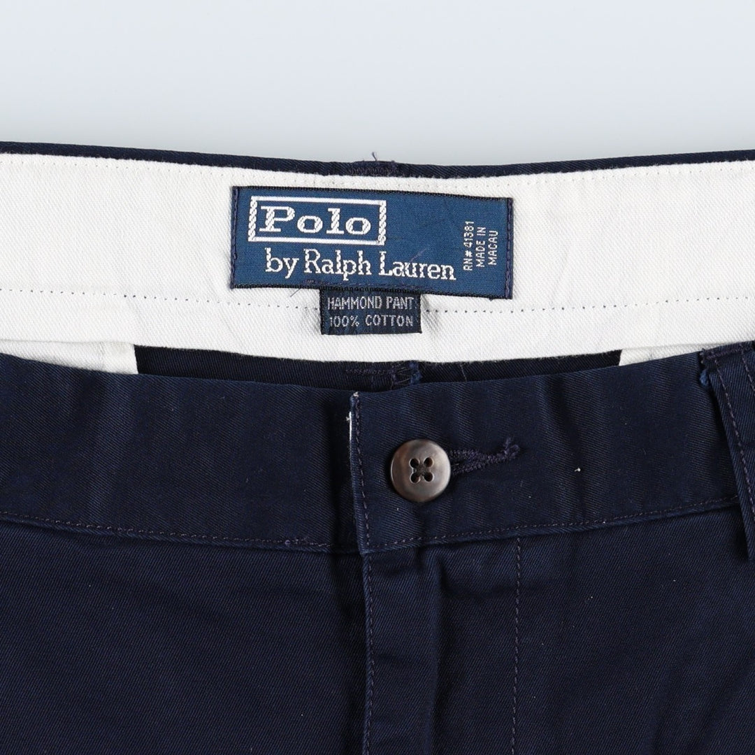 Ralph Lauren POLO by Ralph Lauren HAMMOND PANT, two-pleat chino pants, men's w36 equivalent cotton navy blue type Vintage Second Hand