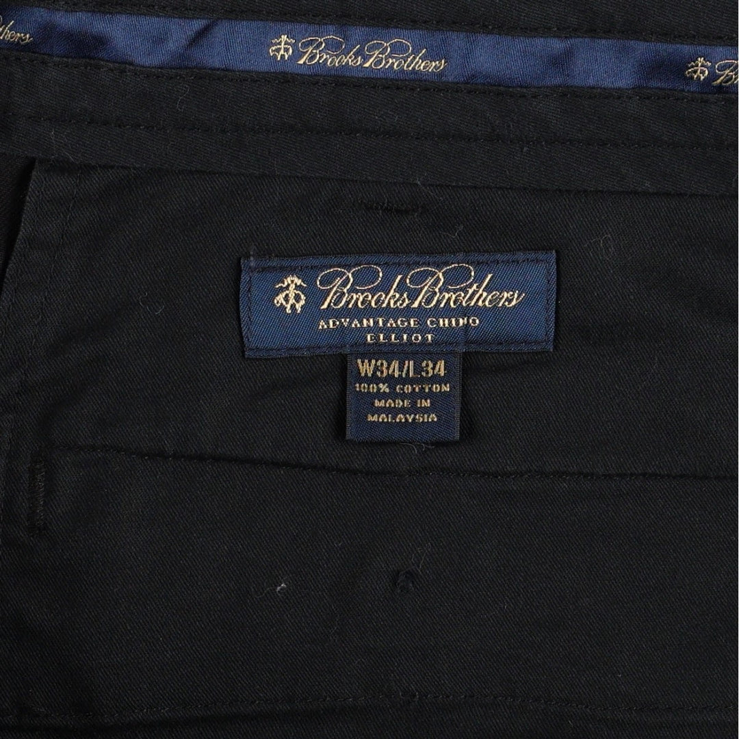 Brooks Brothers ADVANTAGE CHINO ELLIOT Two-Pleated Chino Pants, Men's, Size W35 cotton black type Vintage Second Hand