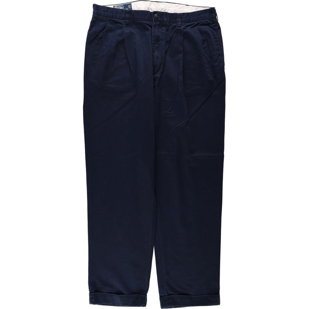 Ralph Lauren Polo by Ralph Lauren HAMMOND PANT Two-pleat Chino Pants Men's W37 (approx.) cotton navy blue type Vintage Second Hand