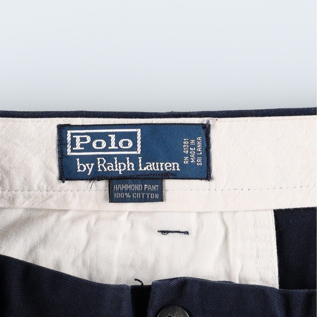Ralph Lauren Polo by Ralph Lauren HAMMOND PANT Two-pleat Chino Pants Men's W37 (approx.) cotton navy blue type Vintage Second Hand