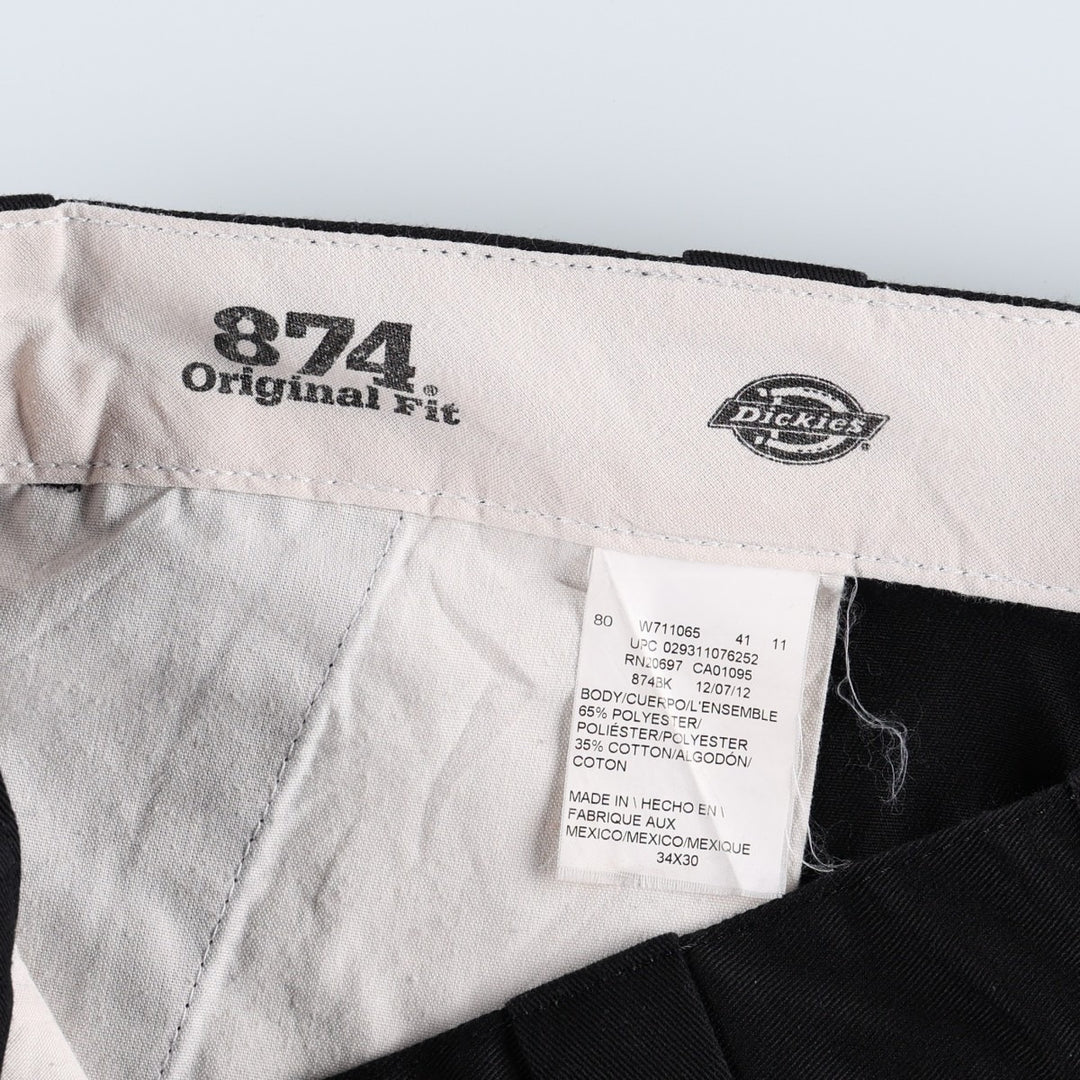 Dickies 874 Original Fit Work Pants, Men's, Size W34 polyester black type Vintage Second Hand