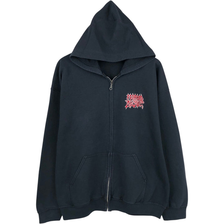 Gildan Morbid Angel Band Sweat Full-Zip Hoodie, Men's Size XL (approx.) cotton black type Vintage Second Hand