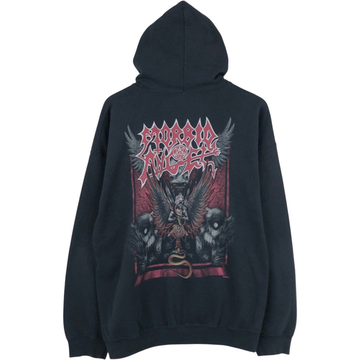 Gildan Morbid Angel Band Sweat Full-Zip Hoodie, Men's Size XL (approx.) cotton black type Vintage Second Hand